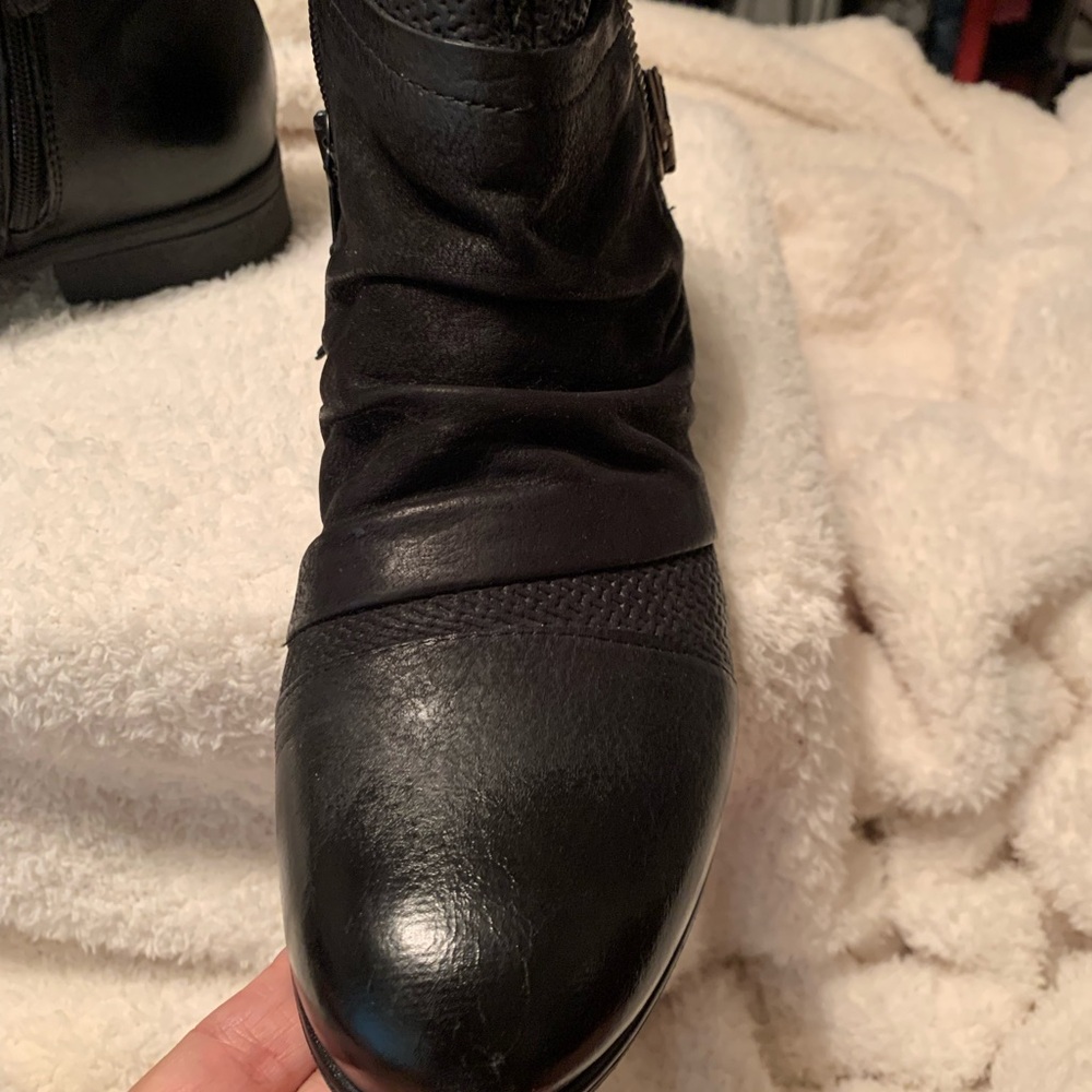 Miz Mooz Textured Black Ankle Booties - Picture 10 of 13